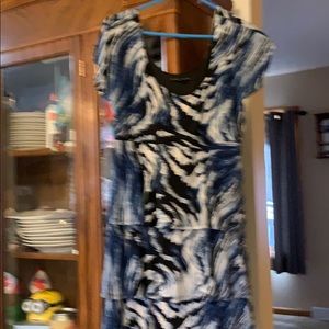 Black,blue, and. White. Full knee dress